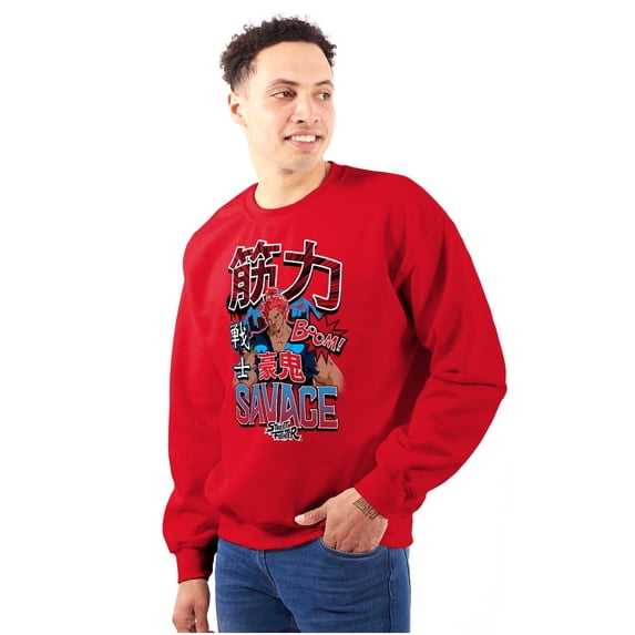 Kanji Street Fighter Savage Akuma Men's Crewneck Sweatshirt Brisco Brands X