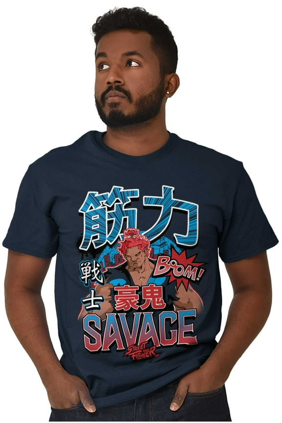 Kanji Street Fighter Savage Akuma Men's Graphic T Shirt Tees Brisco Brands S