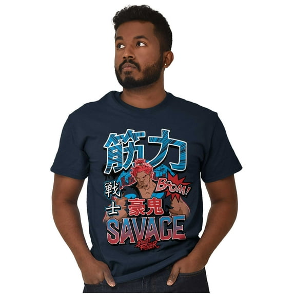 Kanji Street Fighter Savage Akuma Men's Graphic T Shirt Tees Brisco Brands S