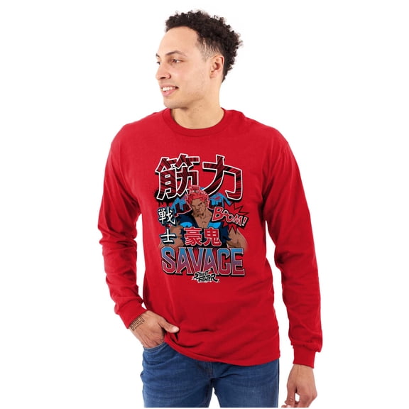 Kanji Street Fighter Savage Akuma Men's Long Sleeve Tee T Shirt Brisco Brands L