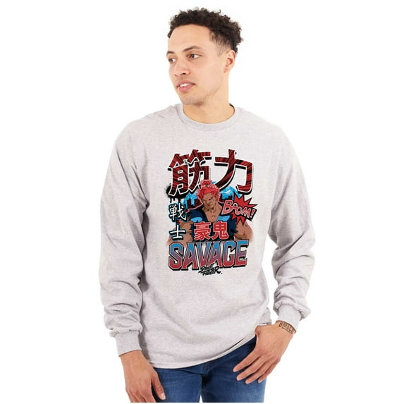 Kanji Street Fighter Savage Akuma Men's Long Sleeve Tee T Shirt Brisco Brands S