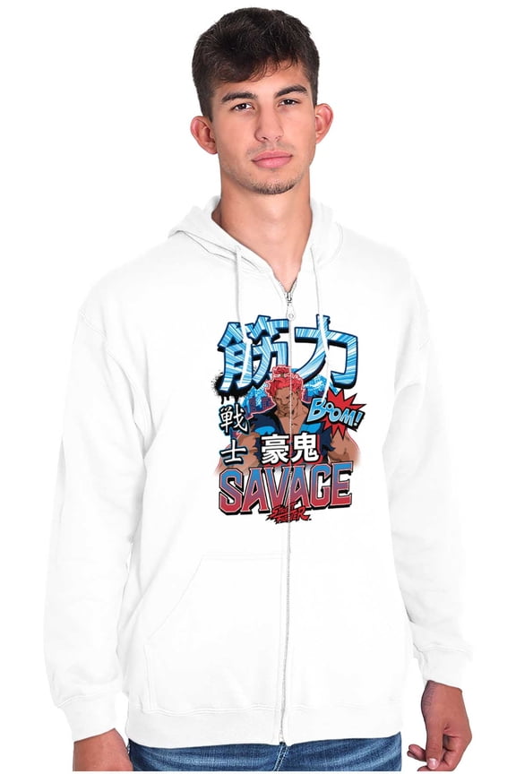 Kanji Street Fighter Savage Akuma Zip Hoodie Sweatshirt Men Brisco Brands L