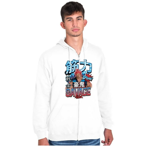 Kanji Street Fighter Savage Akuma Zip Hoodie Sweatshirt Men Brisco Brands X