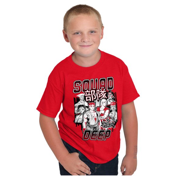 Kanji Street Fighter Squad Deep Crewneck T Shirts Boy Girl Teen Brisco Brands L