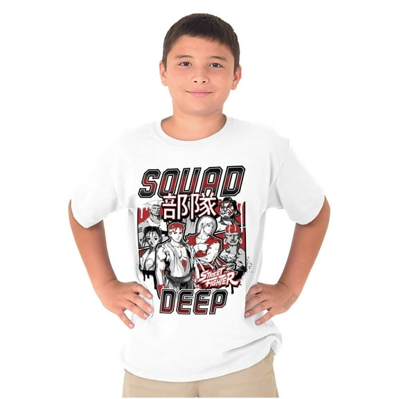 Kanji Street Fighter Squad Deep Crewneck T Shirts Boy Girl Teen Brisco Brands S
