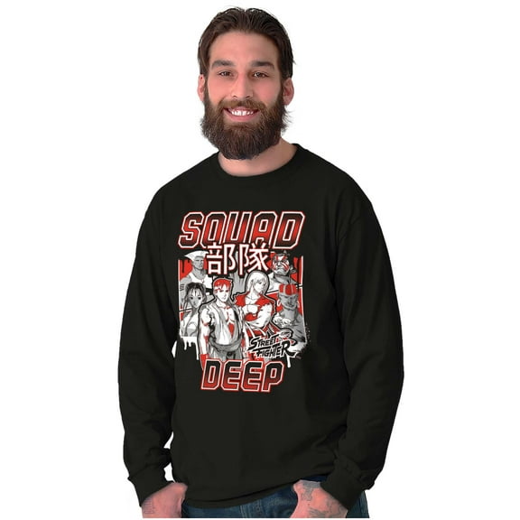 Kanji Street Fighter Squad Deep Long Sleeve TShirt Men Women Brisco Brands S