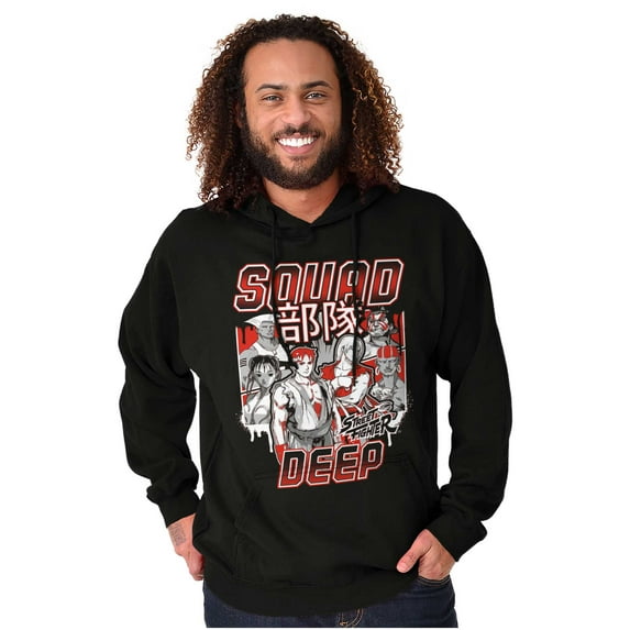 Kanji Street Fighter Squad Deep Unisex Plus Size Hoodie Brisco Brands 2X