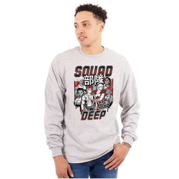 Kanji Street Fighter Squad Deep Unisex Plus Size Long Sleeve Tee Shirt Brisco Brands 3X