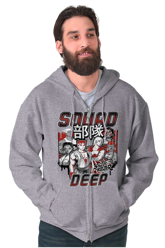 Kanji Street Fighter Squad Deep Zip Up Hoodie Men's Women's Brisco Brands S