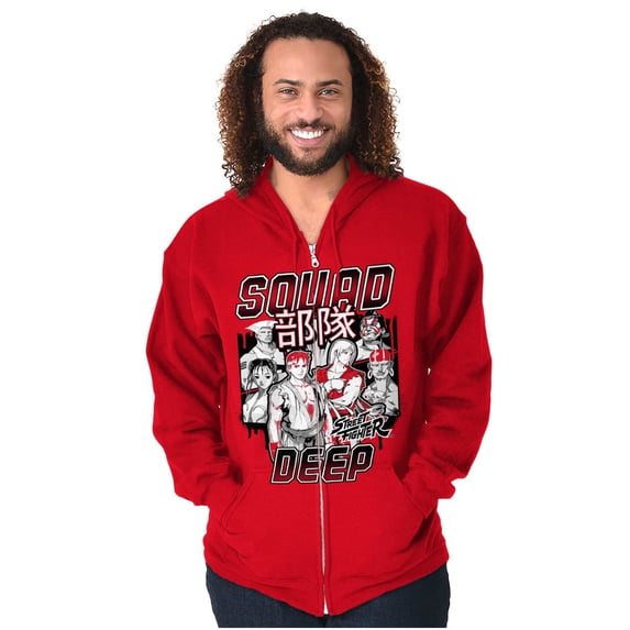 Kanji Street Fighter Squad Deep Zip Up Hoodie Men's Women's Brisco Brands X