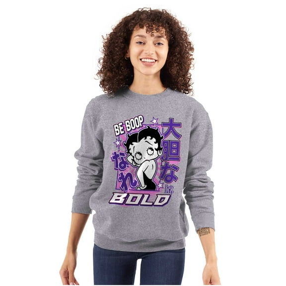Kanji Style Betty Boop Be Bold Women Crewneck Sweatshirt Brisco Brands M