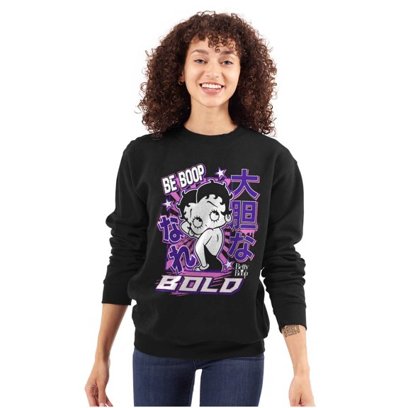 Kanji Style Betty Boop Be Bold Women Crewneck Sweatshirt Brisco Brands S