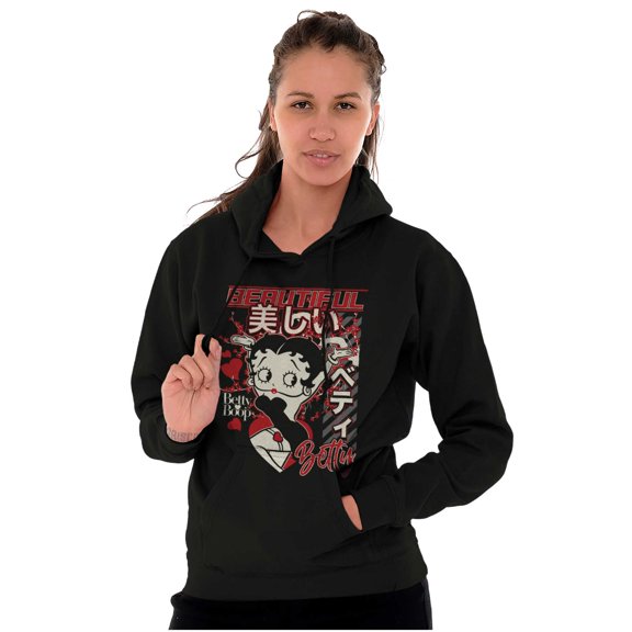 Kanji Style Betty Boop Beautiful Hoodie Sweatshirt Women Brisco Brands S