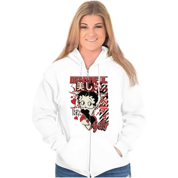 Kanji Style Betty Boop Beautiful Women Plus Size Zipper Hoodie Brisco Brands 5X