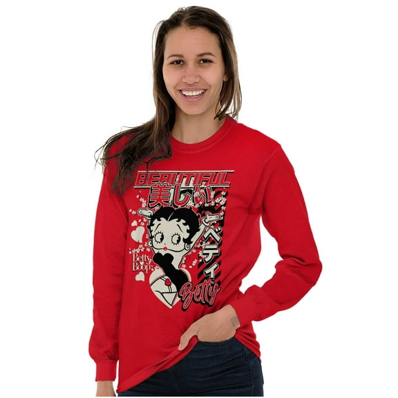 Kanji Style Betty Boop Beautiful Women's Long Sleeve T Shirt Brisco Brands M