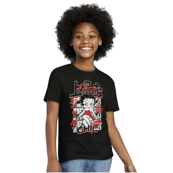 Kanji Style Betty Boop Classy Chic Girls Kids T Shirt Tees Teen Brisco Brands X