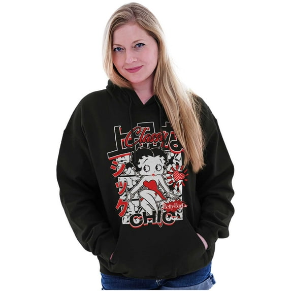 Kanji Style Betty Boop Classy Chic Hoodie Sweatshirt Women Brisco Brands M