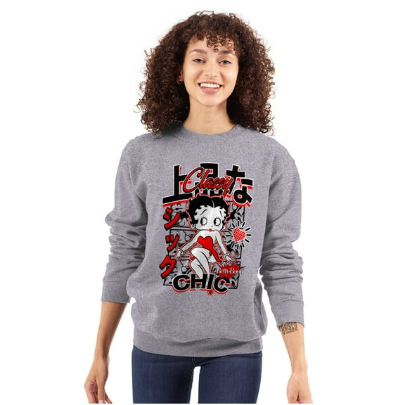 Kanji Style Betty Boop Classy Chic Women Crewneck Sweatshirt Brisco Brands S