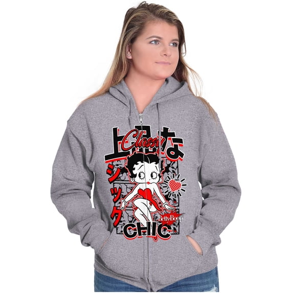 Kanji Style Betty Boop Classy Chic Women Plus Size Zipper Hoodie Brisco Brands 4X