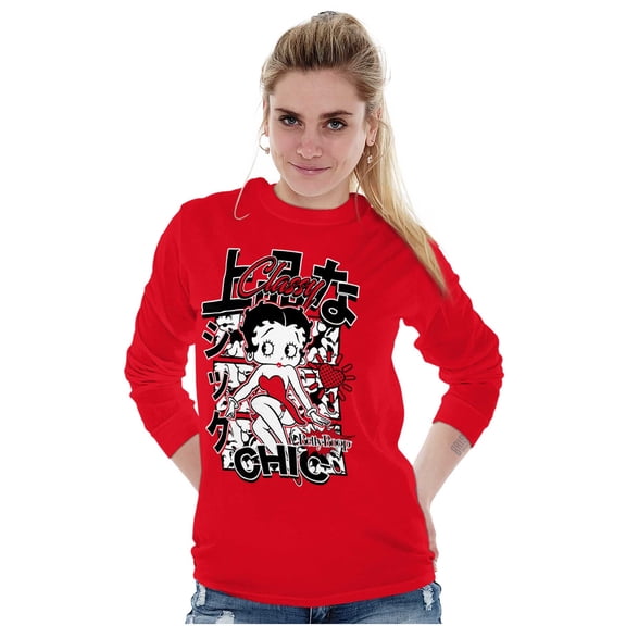 Kanji Style Betty Boop Classy Chic Women's Long Sleeve T Shirt Brisco Brands M