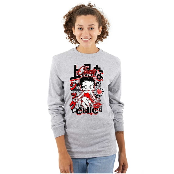 Kanji Style Betty Boop Classy Chic Women's Long Sleeve T Shirt Brisco Brands S