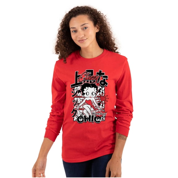 Kanji Style Betty Boop Classy Chic Women's Long Sleeve T Shirt Brisco Brands X