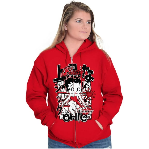 Kanji Style Betty Boop Classy Chic Zip Hoodie Sweatshirt Women Brisco Brands M
