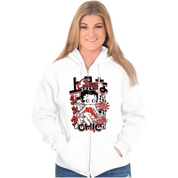 Kanji Style Betty Boop Classy Chic Zip Hoodie Sweatshirt Women Brisco Brands S