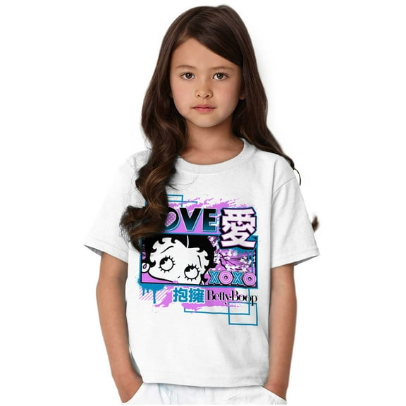 Kanji Style Betty Boop Love XOXO Girls Kids T Shirt Tees Teen Brisco Brands S