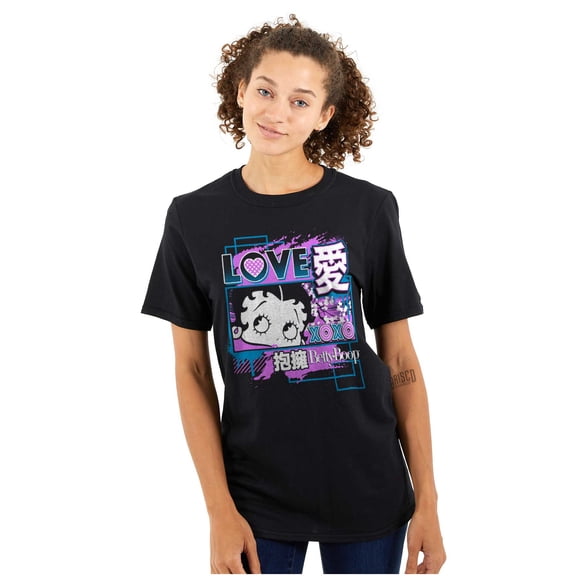 Kanji Style Betty Boop Love XOXO Women Plus Size Graphic Tee Tees Brisco Brands 2X