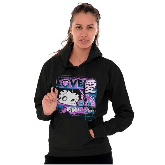 Kanji Style Betty Boop Love XOXO Women Plus Size Hoodie Brisco Brands 3X