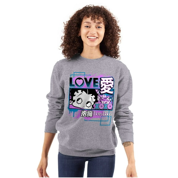 Kanji Style Betty Boop Love XOXO Women Plus Size Sweatshirt Brisco Brands 3X