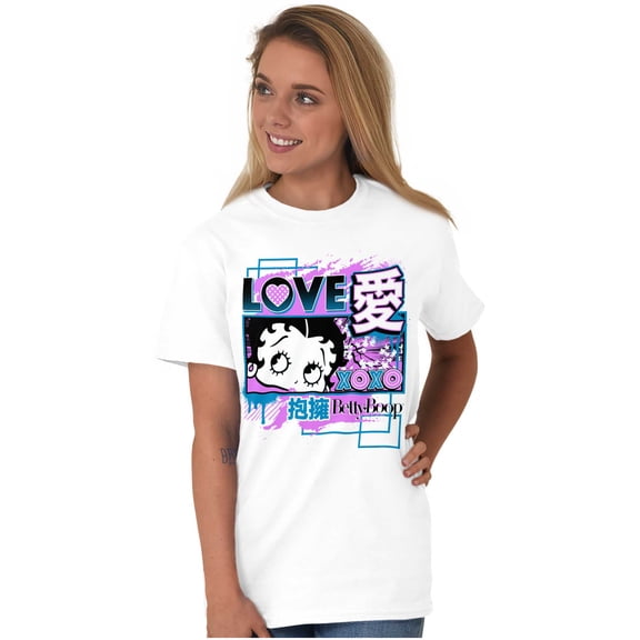 Kanji Style Betty Boop Love XOXO Women's Graphic T Shirt Tees Brisco Brands M