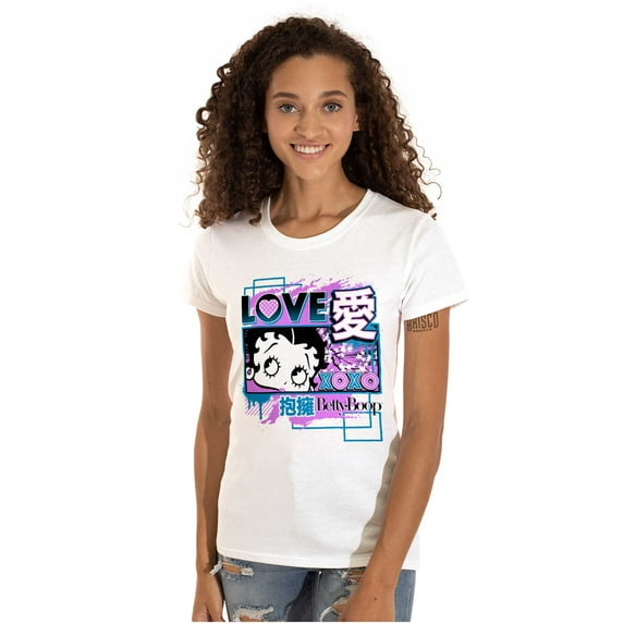 Kanji Style Betty Boop Love XOXO Women's T Shirt Ladies Tee Brisco Brands L