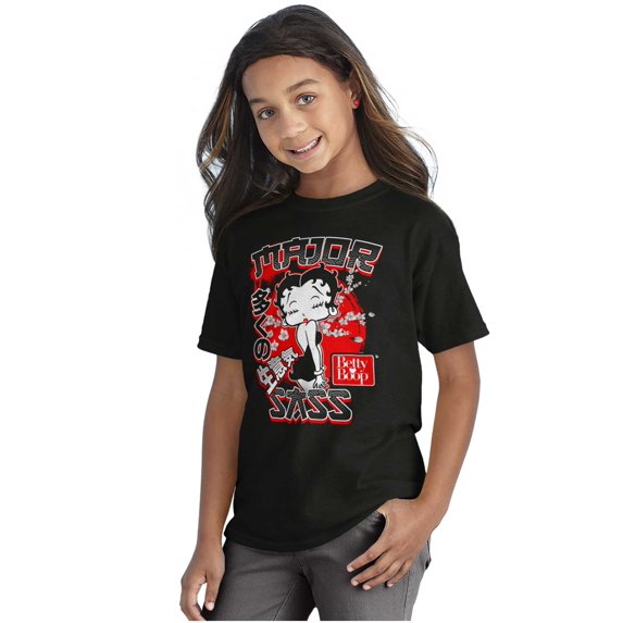 Kanji Style Betty Boop Major Sass Girls Kids T Shirt Tees Teen Brisco Brands XS
