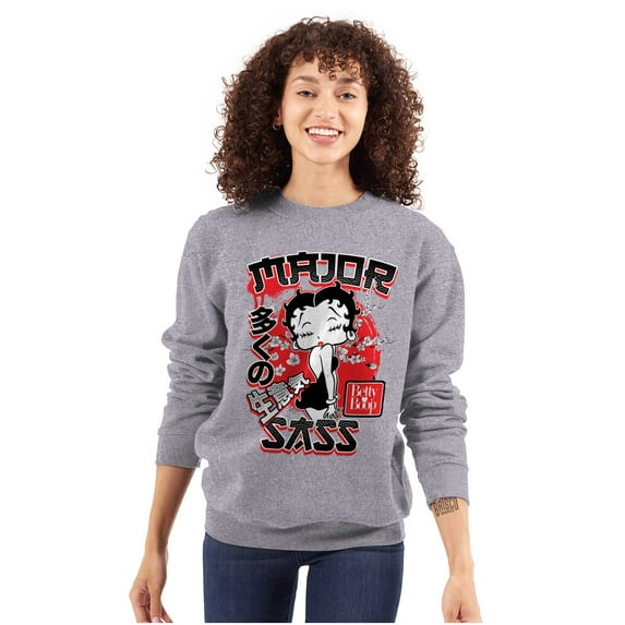 Kanji Style Betty Boop Major Sass Women Crewneck Sweatshirt Brisco Brands S