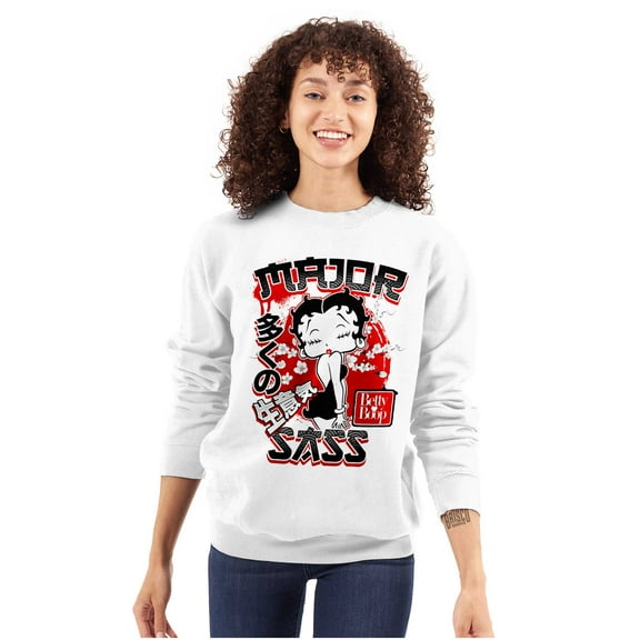 Kanji Style Betty Boop Major Sass Women Crewneck Sweatshirt Brisco Brands S
