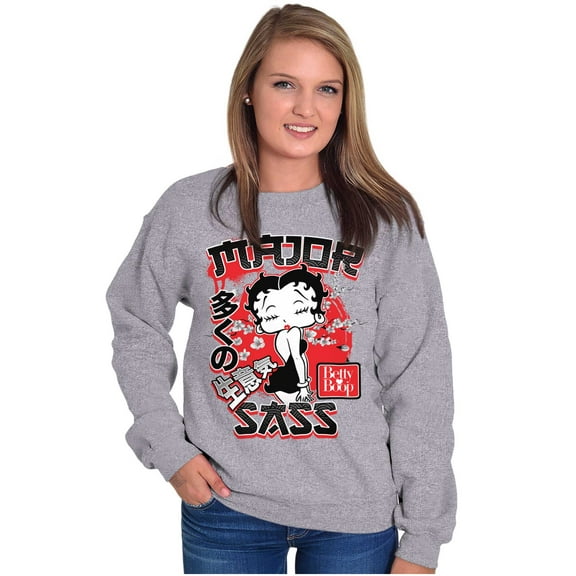 Kanji Style Betty Boop Major Sass Women Crewneck Sweatshirt Brisco Brands X