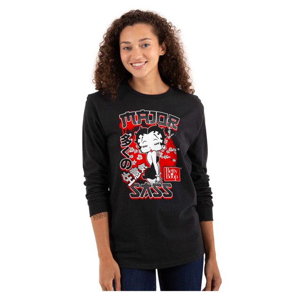 Kanji Style Betty Boop Major Sass Women's Long Sleeve T Shirt Brisco Brands X