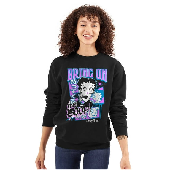 Kanji Style Cartoon Bring on the Boop Women Crewneck Sweatshirt Brisco Brands M