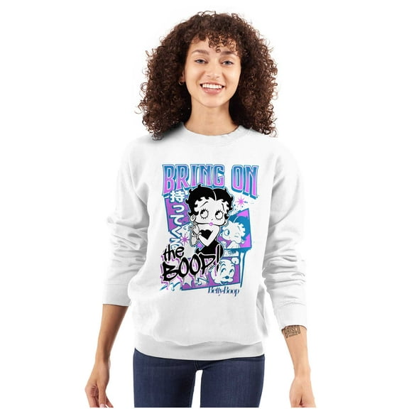 Kanji Style Cartoon Bring on the Boop Women Crewneck Sweatshirt Brisco Brands S