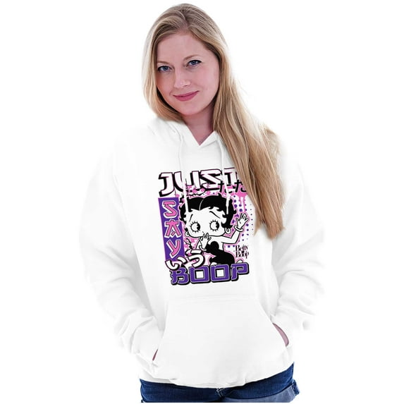 Kanji Style Cartoon Just Say Boop Hoodie Sweatshirt Women Brisco Brands S