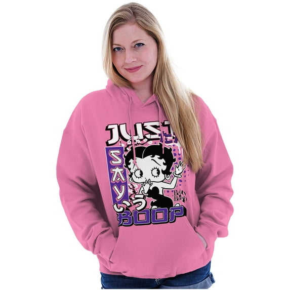 Kanji Style Cartoon Just Say Boop Hoodie Sweatshirt Women Brisco Brands X