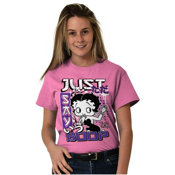 Kanji Style Cartoon Just Say Boop Women Plus Size Graphic Tee Tees Brisco Brands 5X