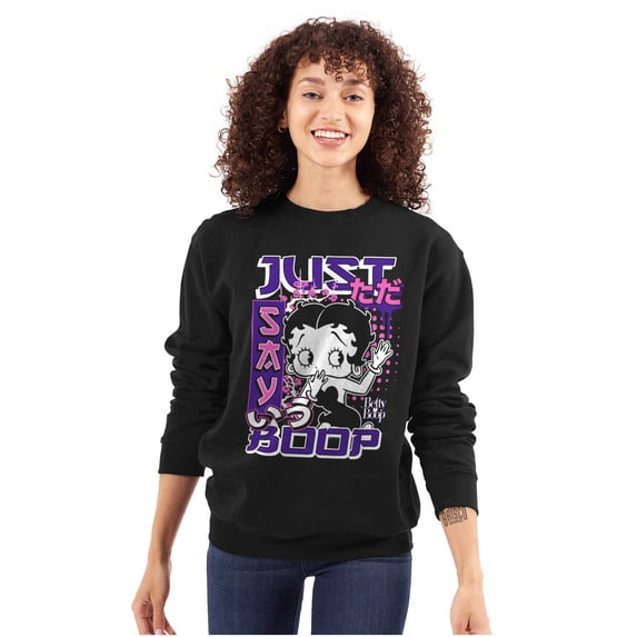 Kanji Style Cartoon Just Say Boop Women Plus Size Sweatshirt Brisco Brands 2X