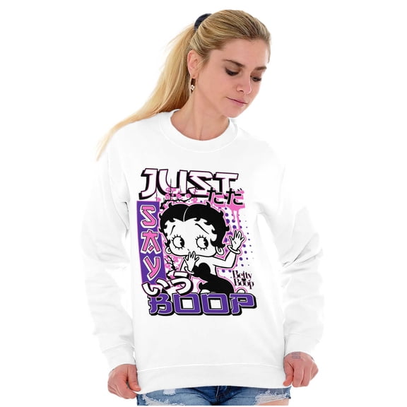 Kanji Style Cartoon Just Say Boop Women Plus Size Sweatshirt Brisco Brands 2X