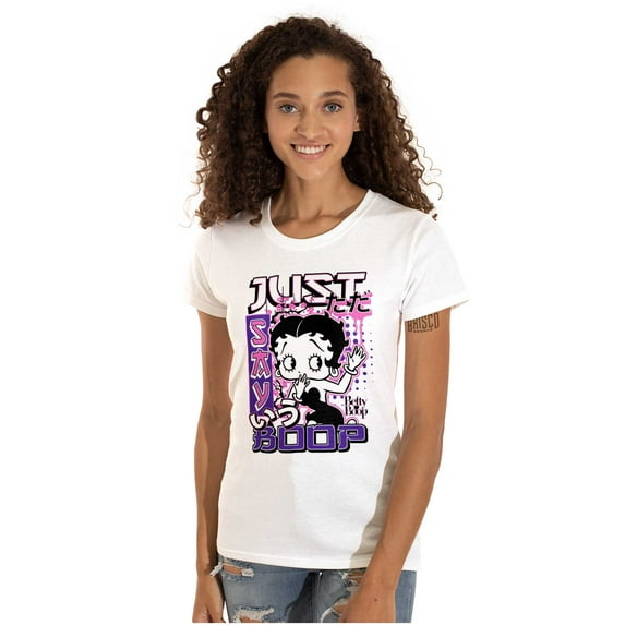Kanji Style Cartoon Just Say Boop Women's T Shirt Ladies Tee Brisco Brands M