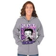 thumbnail image 1 of Kanji Style Cartoon Just Say Boop Zip Hoodie Sweatshirt Women Brisco Brands S, 1 of 5