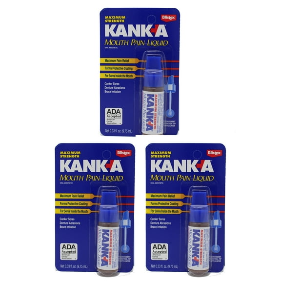 Kank-A Mouth Pain Liquid, Professional Strength , .33-Ounce (9.75 ml) (Pack of 3)