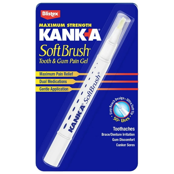 Kank-A Maximum Strength Soft Brush Tooth and Gum Pain Gel For Canker Sores, 0.07 oz, Pack of 2